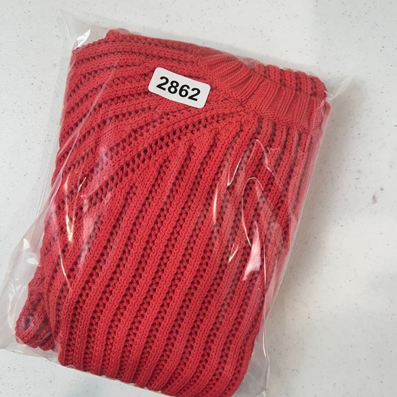 Derek Lam Womens Sweater Top Size Small Red Ribbed Knit Short Sleeve Crew Tunic - Picture 10 of 10